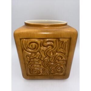 Vintage Haeger Pottery Yellow Square Canister #8092